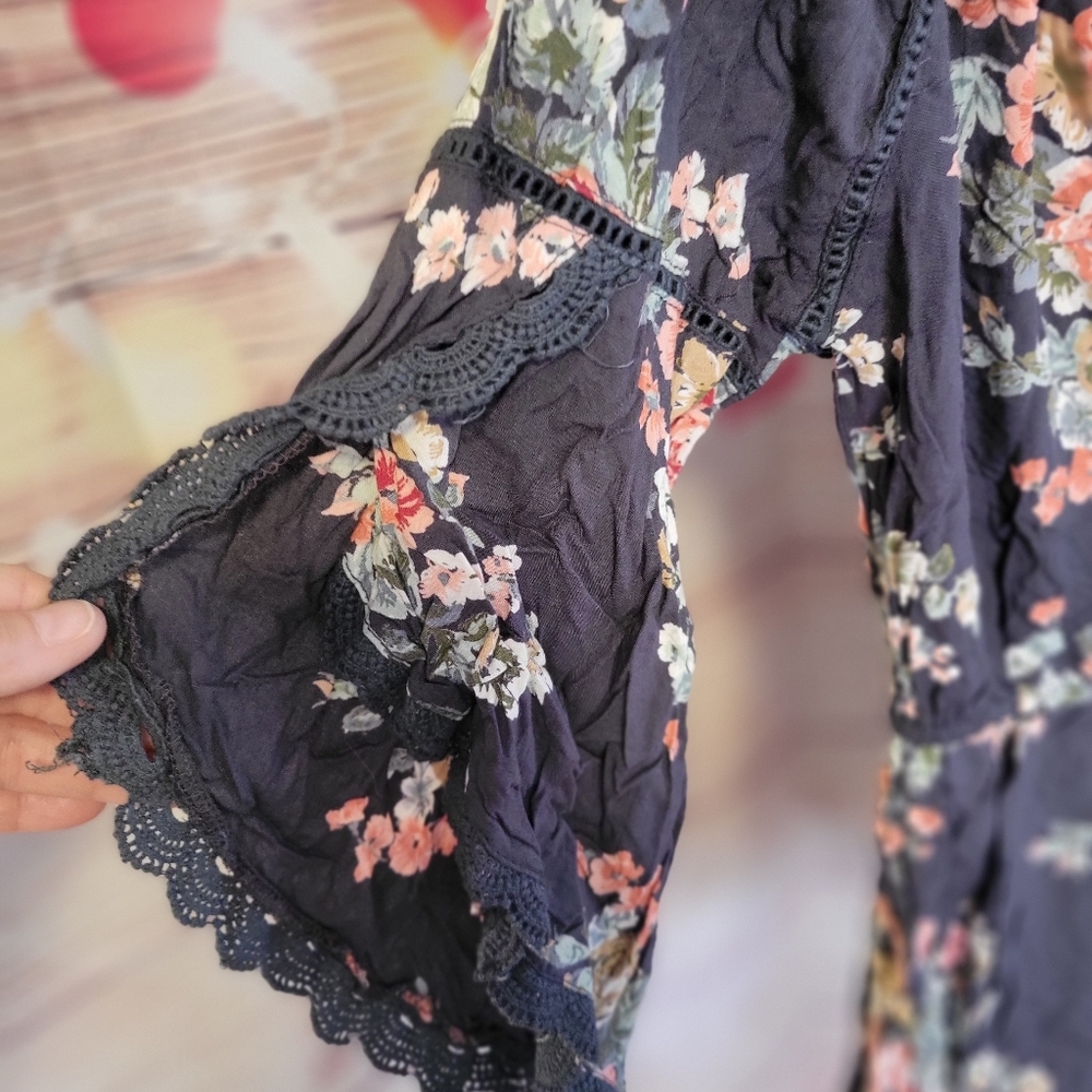 Angie Gray Floral Off-Shoulder Romper - Picture 3 of 5